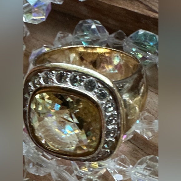 SWAROVSKI VINTAGE!  jonquil pastel ring yellow and clear crystals, late 1990s - Picture 7 of 10